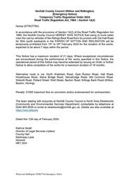 Emergency Traffic Regulation Order