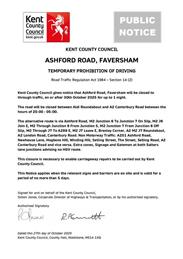 30/10/25 Ashford Road Closure