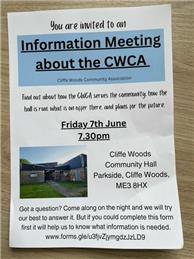 Information Meeting about the CWCA - 7/6/24, 7.30pm at The Community Centre, Cliffe Woods