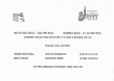 - Rubbish, Recycling and Garden Sacks