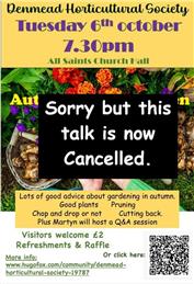 Cancelled talk on Tuesday 6th October