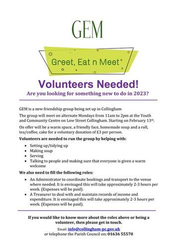  - Greet Eat n Meet: Volunteers Needed!