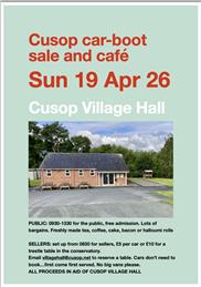 Car Boot Sale & Café Sun 19th April