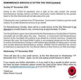 REMEMBRANCE SERVICES 2020