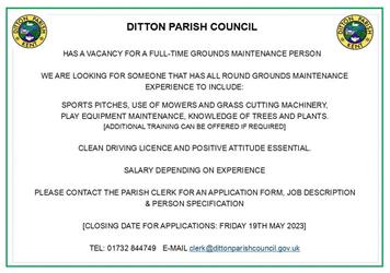 Job Vacancy - Groundsman