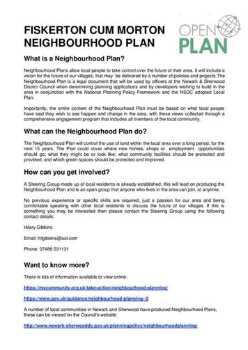 What is a  Neighbourhood Plan? - FCM Neighbourhood Plan Meeting Minutes 27 September 2017