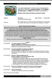 Extraordinary Parish Council meeting 23 April 2026
