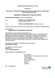 Inner to Outer Hope Road Closure - 28.09 - 02.10