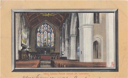 Interior Parish Church St Lawrence 21.02.1912 - New Postcard added to website