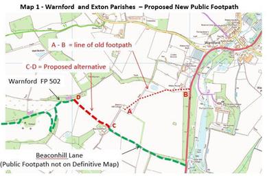 Map 1 - Consultation on possible new footpath