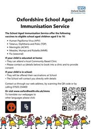 Oxfordshire School Age Immunisation servises