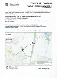 Closure of footpath in Kings Barton