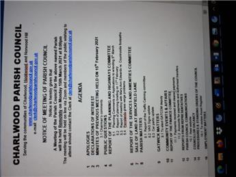 March Parish Council Meeting