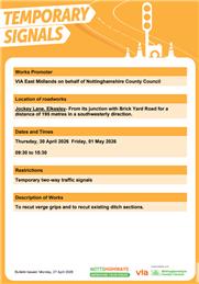Roadworks Bulletin –