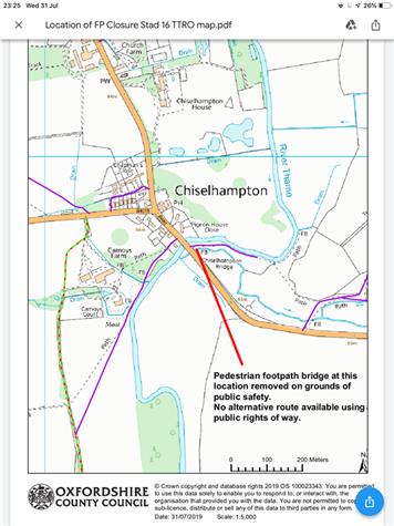  - Footpath closure - Chiselhampton Bridge