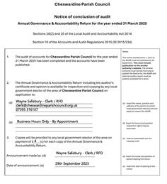 Notice of Conclusion of External Audit