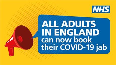  - All over 18's can now book a Covid Jab