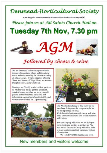 - AGM Tuesday 7th November  7.30 pm