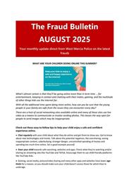 West Mercia Police August Fraud Bulletin