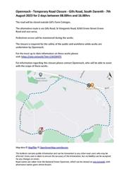 Openreach - Temporary Road Closure - Gills Road, South Darenth - 7th August 2023 for 2 days between 08.00hrs and 16.00hrs