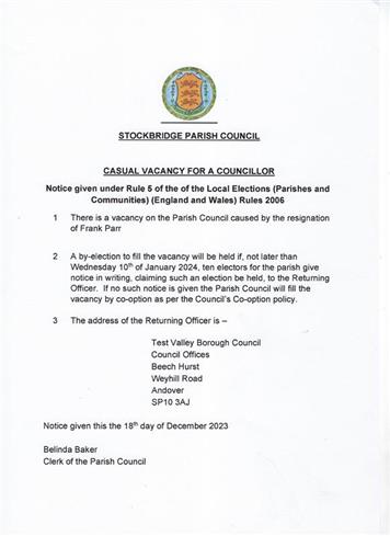  - Notice to request a by-election
