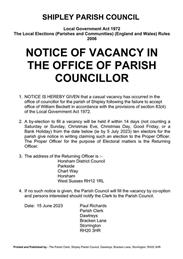 Second vacancy for Parish Councillor