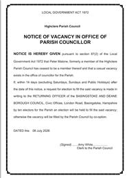 COUNCILLOR VACANCY
