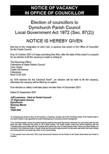  - Casual Vacancy - Dymchurch Parish Council
