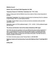 Temporary Closure of: C120 (Part), Tockenham (02.06.2025)