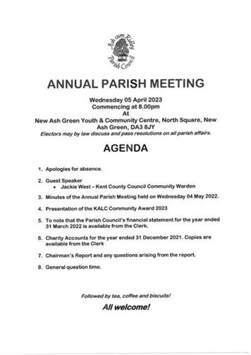  - Annual Parish Meeting - 5 April 2023