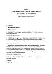 Planning Committee Meeting Tonight 11/11/2019