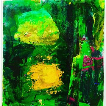 Into the woods. Oil & collage on card. Sold £325 - A passion for colour.