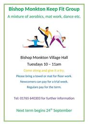 Keep Fit Group. NO CLASS DECEMBER 9th