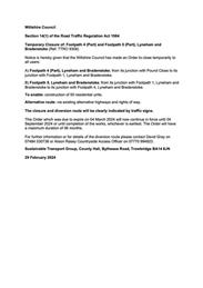 Temporary Closure of: Footpath 4 (Part) and Footpath 5 (Part), Lyneham and Bradenstoke (04.03.2024)