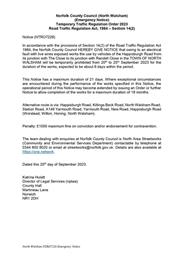 Temporary Traffic Regulation Order