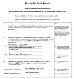 Notice of Conclusion of External Audit 2025-26