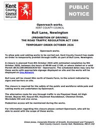 Bull Lane Road Closure - 8th October 2026