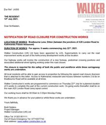 Bradbourne Lane Road Closure