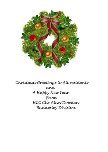  - Season's Greetings from County Councillor Alan Dowden