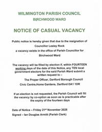 Notice of Casual Vacancy - Birchwood  Ward