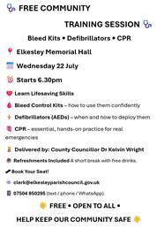 Bleed Kits • Defibrillators • CPR Training Session
