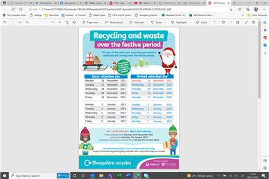  - Christmas recycling Collection days