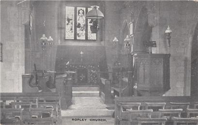 Ropley Church Interior c1910 - New Postcards added to website