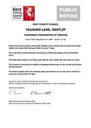 Emergency Road Closure - Yaugher Lane