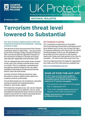  - Terrorism Threat Level