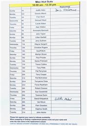 TEA DUTY AND HUT DUTY ROTAS: