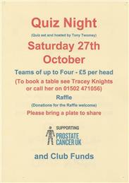 QUIZ NIGHT SATURDAY OCTOBER 27th
