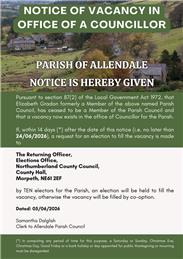 Notice of Vacancy in the Office of Councillor