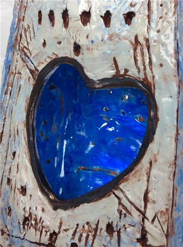 Turquoise heart  grater in Earthenware - Ceramic Diploma City Lit. 2015-2017