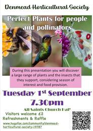 Talk on Tuesday  September 1st- Perfect Plants for people and Pollinators